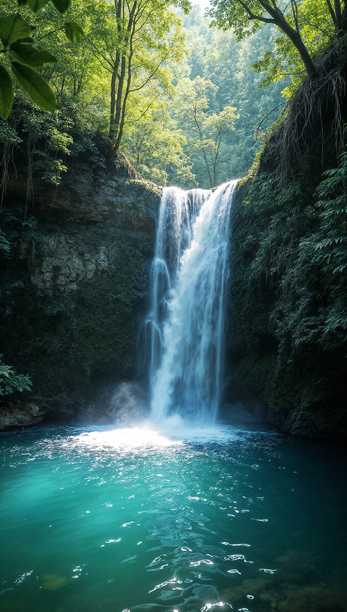 Beautiful waterfall representing a safe space for CBT sessions